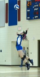 Tommy McGaha/Photo Pickens senior Michaela Leslie serves during a recent match against Greer at home.