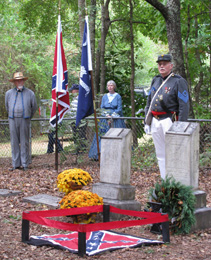 Members of the 16th Regiment Color Guard post the Colors at the beginning of the dedication ceremony.