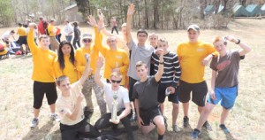 The Easley High School Naval Junior Reserve Officer Training Corps (NJROTC) orienteering team celebrates its recent first-place finish at a McDowell High School NJROTC unit orienteering meet.