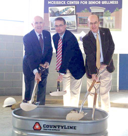 Courtesy Photo From left, Rep. Gary Clary, Rep. Davey Hiott and Sen. Larry Martin take part in Friday’s groundbreaking ceremony for the McKissick Center for Senior Wellness in Liberty.