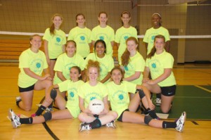 High school-age participants in the 2015 Number One Volleyball Camp pictured above are, front row, from left: Sarah Stewart, Elisabeth Heichel and Sabrina Stewart. Second row: Maggie Jordan, Addie Moore, Ammy Resendiz, Aspen Ridder and Mary Riley Van Duinen. Back row: Claire Wilson, Rylan McEntire, Emilyann Bates, Emma Ricks and Desire’ Lawson.