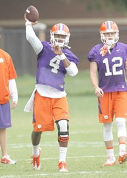 Rex Brown/Courtesy The Journal Clemson co-offensive coordinator Jeff Scott leads a drill during practice last month.