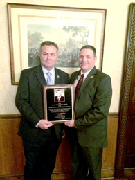 Courtesy photo Pickens County sheriff Rick Clark, left, poses with PCSO Captain Chad Brooks after Brooks was honored with a Strom Thurmond Award for Excellence in Law Enforcement on Oct. 2 in Columbia.