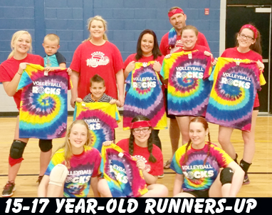 15-17-year-old runners-up — Van Long’s team, from left: front row, Ivy Long, Haylee Dryman and Kayla Dryman. Back row, Tiffany Patterson; Faith Fowler, Coach April Strickland, Van Long, Makayla Readette and Abbie Roach.